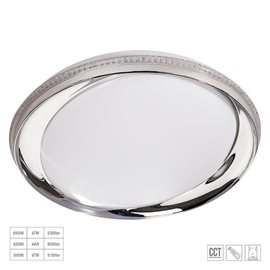 VALLI stropní svítidlo LED 47W 5100-6000lm 2700-6000K CCT 50cm kulaté IP20, chrom/bílá/křišťál + ovl
