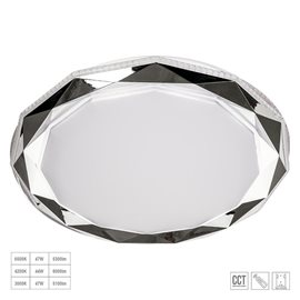 ZAO stropní svítidlo LED 47W 5100-6000lm 3000-6500K CCT 50cm kulaté IP20, chrom/bílá/křišťál + ovl
