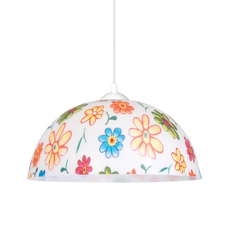 FLOWERS závěsné svítidlo 1x E27 60W bez zdroje 41cm IP20, barevný motiv květiny