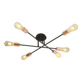 DARIA stropní svítidlo 6x E27 40W bez zdroje 60cm IP20, černá/měděná
