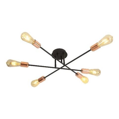DARIA stropní svítidlo 6x E27 40W bez zdroje 60cm IP20, černá/měděná