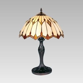 TIFFANY stolní lampa 1x E14 40W bez zdroje 49cm IP20, antická hnědá / vitráž