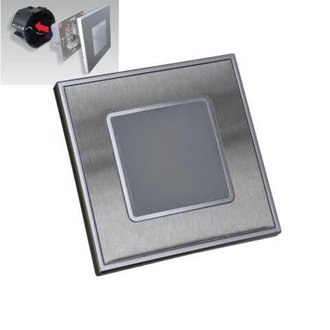 STEP LIGHT schodišťové svítidlo LED 1W 60lm 4000K 8,6cm hranaté IP20, nerezová ocel/satén 1
