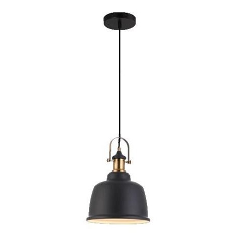 FAMOSA závěsné svítidlo 1x E27 40W bez zdroje 22,5cm IP20, matně černé/starožitná mosaz