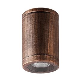 MOPTI venkovní stropní bodové svítidlo 1x GU10 7W bez zdroje 9cm kulaté IP54, rustikální hnědé