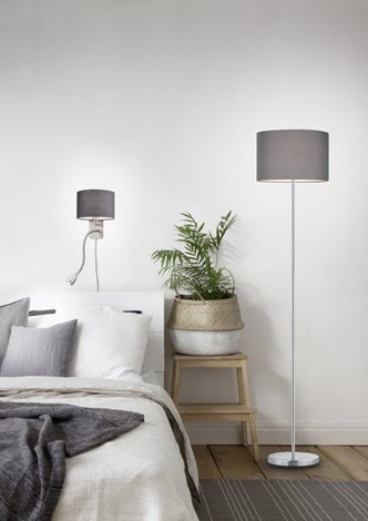 401100111 Trio Hotel, stojací lampa z šedého textilu, 1xE27 max. 60W, výška 160cm 3