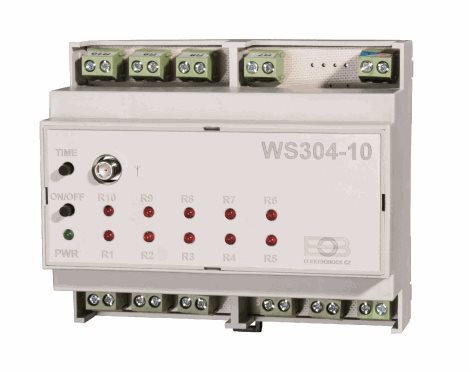 WS304-10-5VDC Přijímač na DIN lištu Un 5VDC 10 kanálový