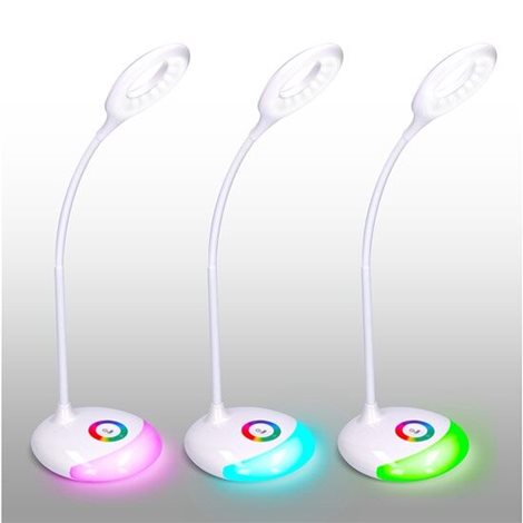 WO44 LED stolní lampička nabíjecí, 5W, RGB podsvícení, stmívatelná, USB napájení 5