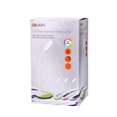 WO44 LED stolní lampička nabíjecí, 5W, RGB podsvícení, stmívatelná, USB napájení 8