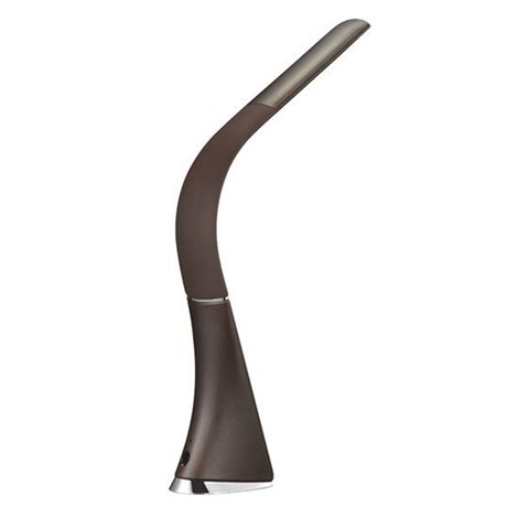 WO46-H LED stolní lampička s displayem, 6W, 4100K, kůže, hnědá 4