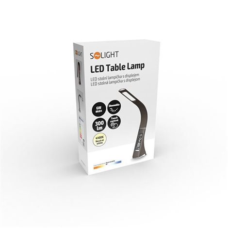 WO46-H LED stolní lampička s displayem, 6W, 4100K, kůže, hnědá 7