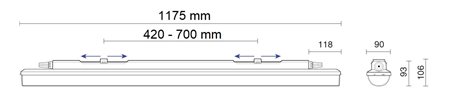 INNOVA 1.4ft PC 6400/840 1x3P Svítidlo průmyslové LED 1x6400lm 36,1W IP66/IP69 13