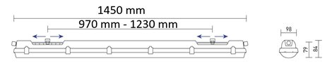 NANOTTICA 1.5ft ABS 8000/840 ML Svítidlo průmyslové LED 1x8000lm 47,4W IP66/IP69 multilumen 11