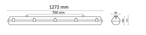 PRIMA LED TUBE SLIM 2x120 PC Svítidlo průmyslové provedení bez LED trubic 230V AC 32,4W IP66 8