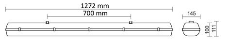 PRIMA LED TUBE 2x120 PC Svítidlo průmyslové provedení bez LED trubic 230V AC 32,4W IP66 10