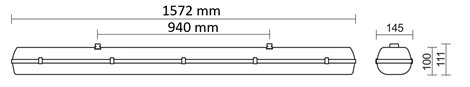 PRIMA LED TUBE 2x150 PC 1F Svítidlo průmyslové provedení bez LED trubic 230V AC 38,2W IP66 10