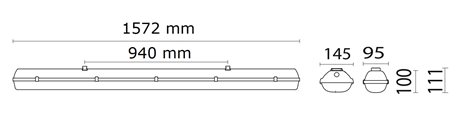 PRIMA LED TUBE 2x150 PC Svítidlo průmyslové provedení bez LED trubic 230V AC 38,2W IP66 12