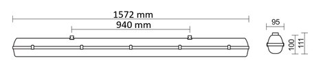 PRIMA LED TUBE 1x150 PC Svítidlo průmyslové provedení bez LED trubic 230V AC 19,1W IP66 7
