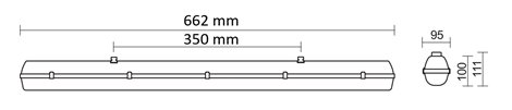 PRIMA LED TUBE 1x60 PC Svítidlo průmyslové provedení bez LED trubic 230V AC 7,6W IP66 7