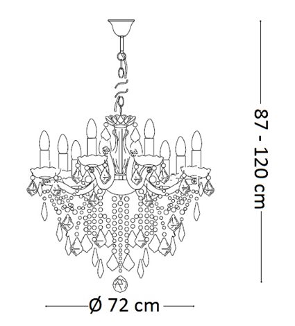 FLORIAN SP12 závěsné svítidlo 12x E14 40W bez zdroje 72cm IP20, chromové 6