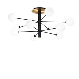 COSMOPOLITAN PL10 stropní přisazené svítidlo 10x G9 LED 3W 370lm 3000K 124cm IP20, černé/mosazné
