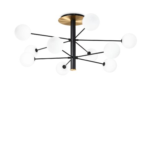 COSMOPOLITAN PL10 stropní přisazené svítidlo 10x G9 LED 3W 370lm 3000K 124cm IP20, černé/mosazné 1