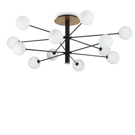 COSMOPOLITAN PL12 stropní přisazené svítidlo 12x G9 LED 3W 370lm 3000K 145cm IP20, černé/mosazné