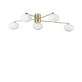 HERMES PL5 stropní přisazené svítidlo 5x G9 LED 3W 370lm 3000K 90cm IP20, mosazné