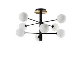 COSMOPOLITAN PL8 stropní přisazené svítidlo 8x G9 LED 3W 370lm 3000K 64cm IP20, černé/mosazné