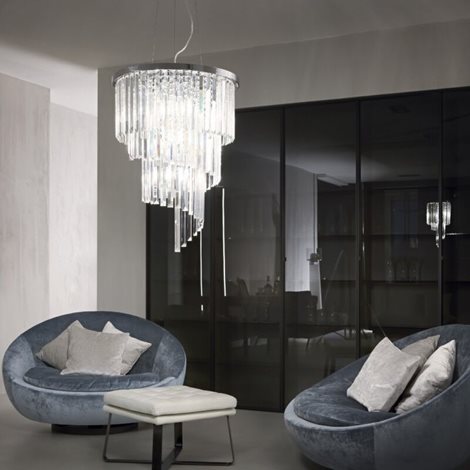 CARLTON SP12 závěsné svítidlo 12x E14 40W bez zdroje 50cm IP20, chromové 3