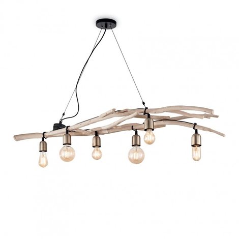 DRIFTWOOD SP6 závěsné svítidlo 6x E27 60W bez zdroje 140cm IP20, dřevěné