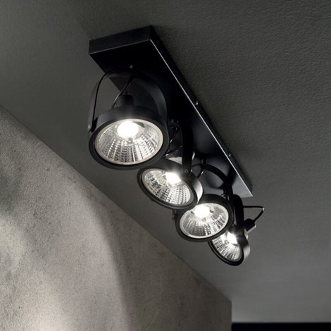 GLIM PL4 přisazené bodové svítidlo 4x GU10 LED 10W 800lm 3000K 65,5cm IP20, černé 3