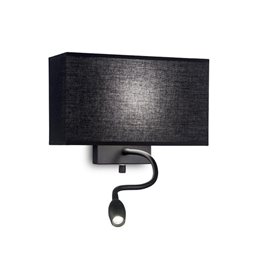 HOTEL AP2 nástěnné svítidlo 1xLED 1W 55lm 3000K + 1xE27 60W bez zdroje 32cm IP20, černé