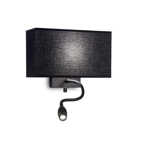 HOTEL AP2 nástěnné svítidlo 1xLED 1W 55lm 3000K + 1xE27 60W bez zdroje 32cm IP20, černé 1
