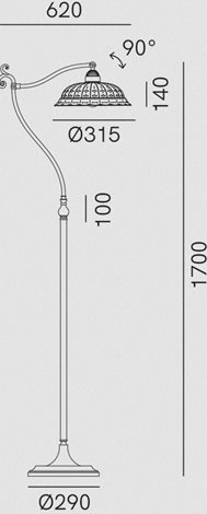 ANITA stojací lampa 1x E27 15W bez zdroje 170cm IP20, mosaz/bílé 4