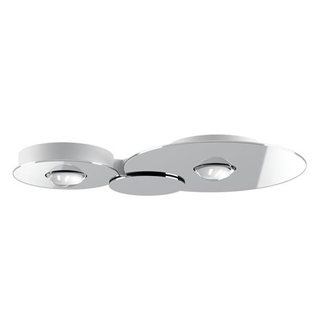 BUGIA DOUBLE přisazené svítidlo LED 30W 2490lm 2700K IP20, matná bílá + chrom 1