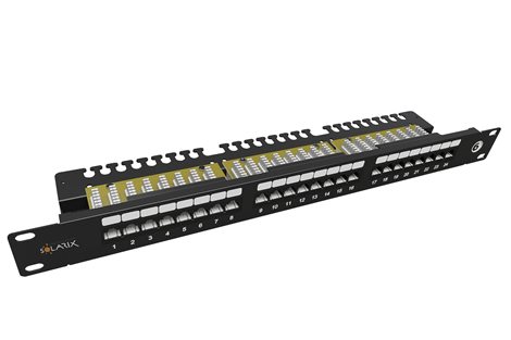 Patch panel Solarix 24 x RJ45 CAT6 UTP s vyv. lištou 1U SX24L-6-UTP-BK-N 1
