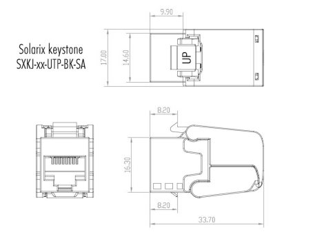 SXKJ-6-UTP-BK-SA Keystone Solarix CAT6 UTP RJ45 černý samořezný 5
