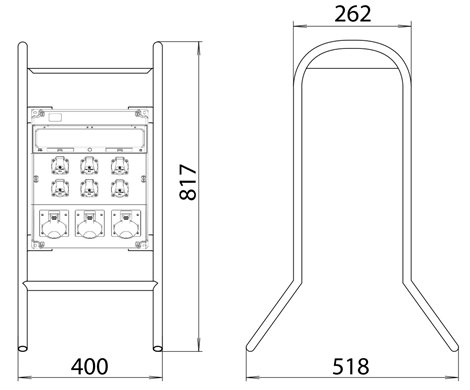 EDS16S RCD 4/3 16/32/VYP/E B Staveništní rozváděč 4x230V 2x16A/5p 1x32A/5p hl. vypínač elektroměr 4
