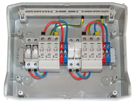 RFVE1100/12-DC2/2-16-EMT2 (RFVE-DC4-2-T2) Rozvaděč DC2 2stringy - třída ochrany 2 vč. pojistek 16A 2