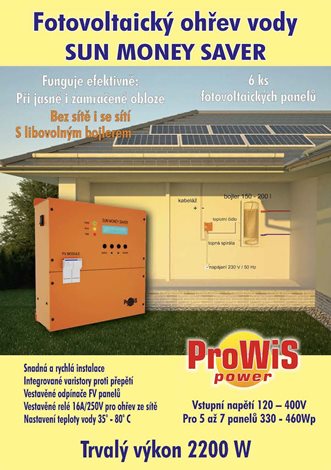V-SH-2000 SUN MONEY SAVER 2,2kW, solární měnič (regulátor) pro ohřev vody 4