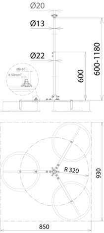 105469 Variabilní třínohý stojan malý se svorkou PA 2