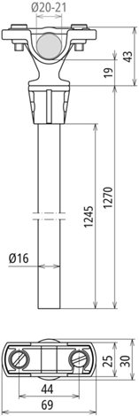106815 Distanční držák PA/GFK L 1270mm šedý s držákem vedení Ø20mm pro HVI 2