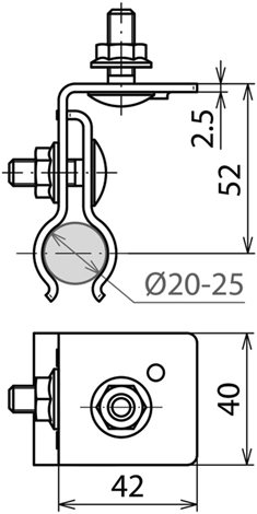 123040 Držák pro kovovou střechu skulatým falcem, KAL-ZIP rozsah Ø20-25mm Nerez 2