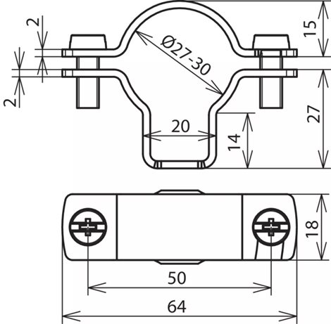 275242 Podpěra vedení pro vodič HVI power D 27-30 mm, s podélným otvorem 10x5,5 mm, nerez 2