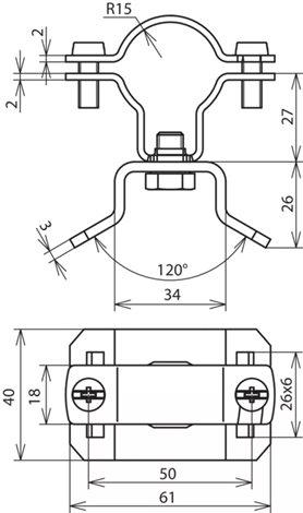 275359 Podpěra vedení pro vodič HVI    D 27 - 30 mm pro páskový úchyt 25x0,3mm nerez 2