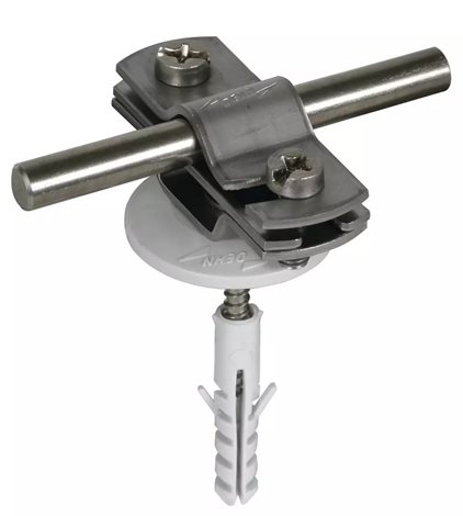 286819 Podpěra vedení s příložkou, nerez pro prům. 7-10/pásek 30mm, s hmoždinkou a vrutem 1