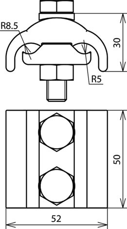 306101 Paralelní svorka Cu pro rozdílné průměry 5-16mm / 16-150mm² 2