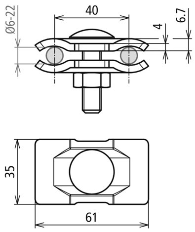 306122 Paralelní  svorka 6-22mm/6-22mm FeZn jednošroubová 2
