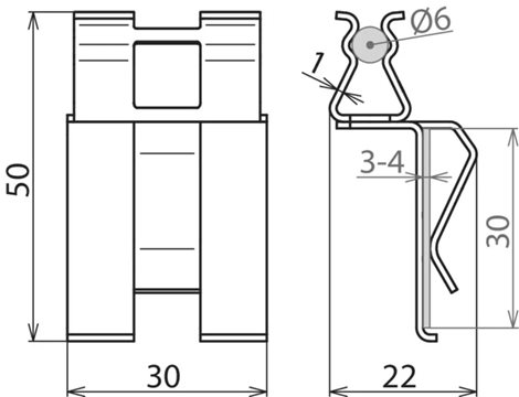 308140 Bezšroubová svorka pro armování 6 mm a pásek 30x4 mm 2